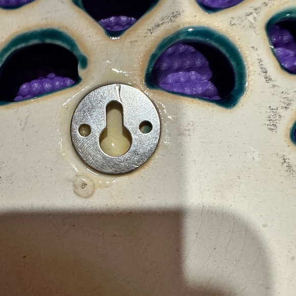 9”x9” Turquoise hand painted Lotus Ceramic Cutout Wall Mirror - Picture 4 of 5